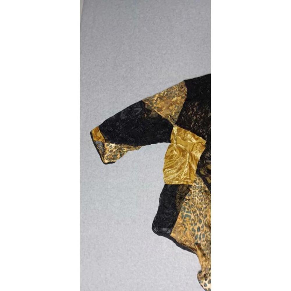 Chicos Lace Velvet Burnout Silk Blend Cardigan Womens Size 0 Black Leapard Fairy - Picture 5 of 11